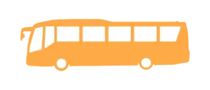 オレンジ色の大型バスイラスト